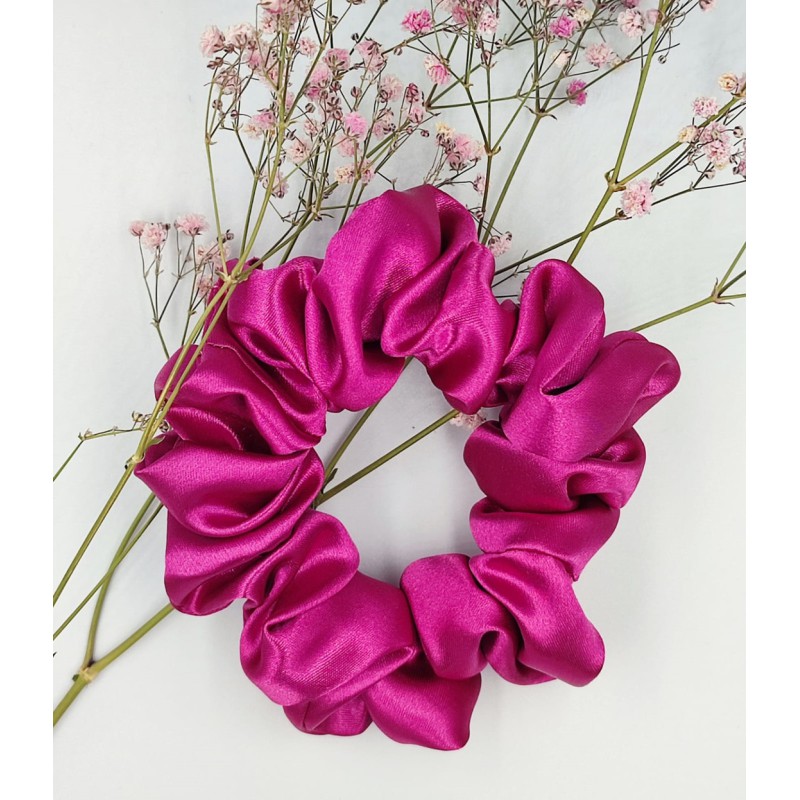 Scrunchie satyna fuchsia midi