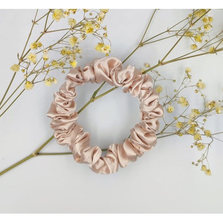 Scrunchie satyna coffe cream mini