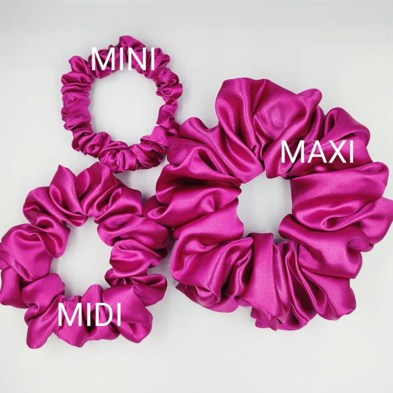 Scrunchie satyna fuchsia zestaw 3szt