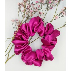 Scrunchie satyna fuchsia zestaw 3szt