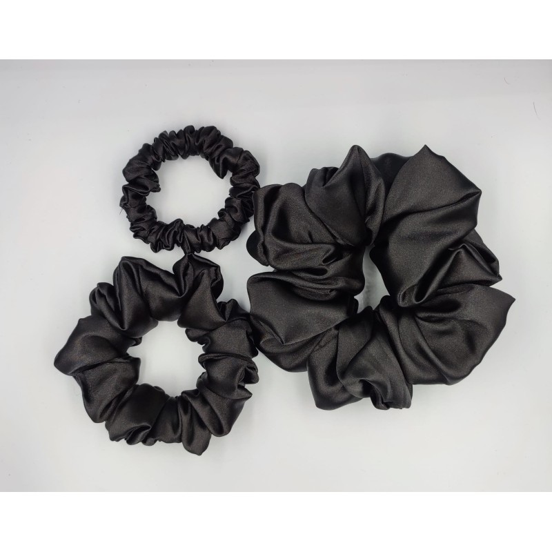 Scrunchie satyna black mamba zestaw 3szt