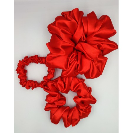 Scrunchie satyna sexi red zestaw 3szt