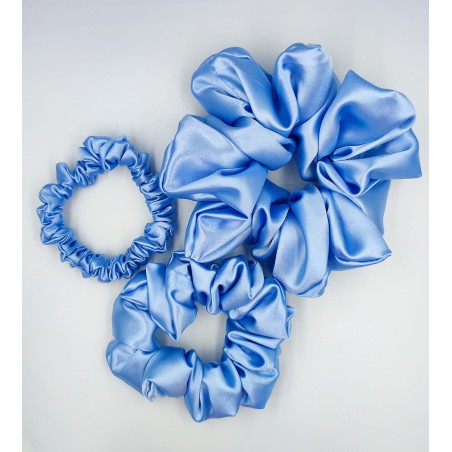 Scrunchie satyna baby blue zestaw 3szt