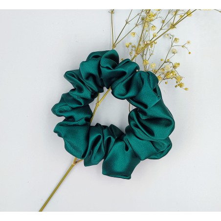 Scrunchie satyna emerald green midi