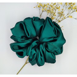 Scrunchie satyna emerald green zestaw 3szt