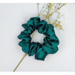 Scrunchie satyna emerald green zestaw 3szt