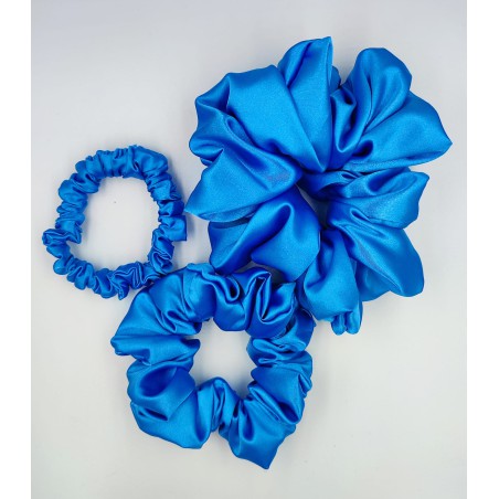 Scrunchie satyna turquoise sky zestaw 3szt