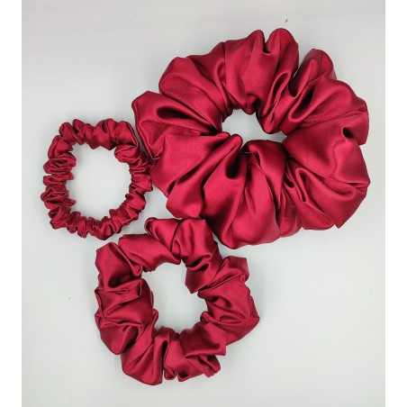 Scrunchie satyna claret vine zestaw 3szt