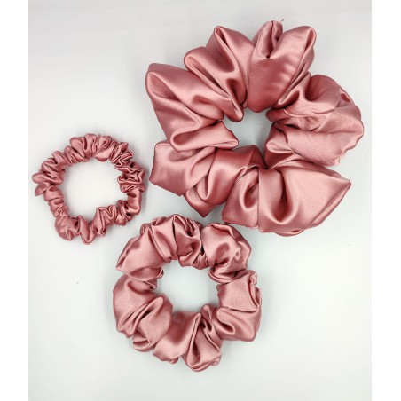 Scrunchie satyna dirty pink zestaw 3szt