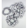 Scrunchie satyna silver zestaw 3szt