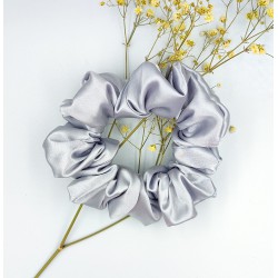 Scrunchie satyna silver zestaw 3szt