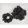 Scrunchie satyna jedwabna white dots zestaw 2szt