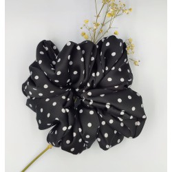 Scrunchie satyna jedwabna white dots zestaw 2szt