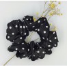 Scrunchie satyna jedwabna white dots zestaw 2szt