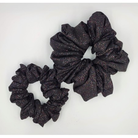 Scrunchie black glitter zestaw 2szt